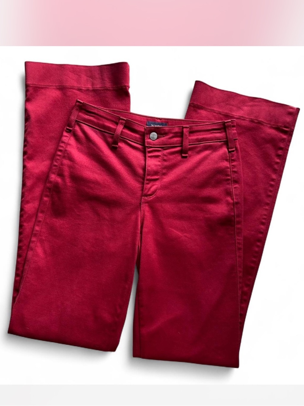 NYDJ Red Flare Chino Pants Size 2 High Waisted Lift Tuck Technology Boho Retro